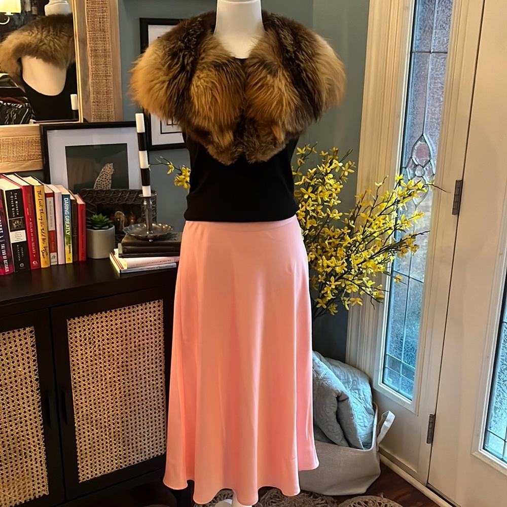 J. Crew Factory Pink Satin Slip Midi Skirt